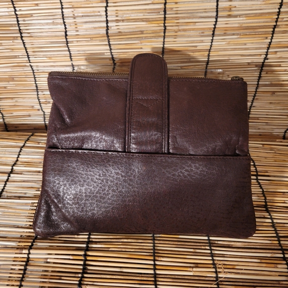 Latico Brown Full Grain Leather Women's Fold-over Clutch - Picture 3 of 6
